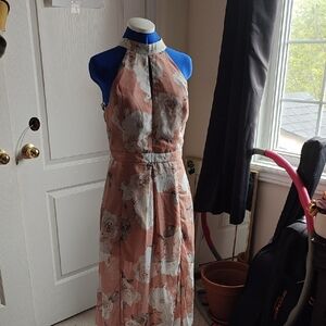 Dynamite Pink and Cream Halter Maxi Dress